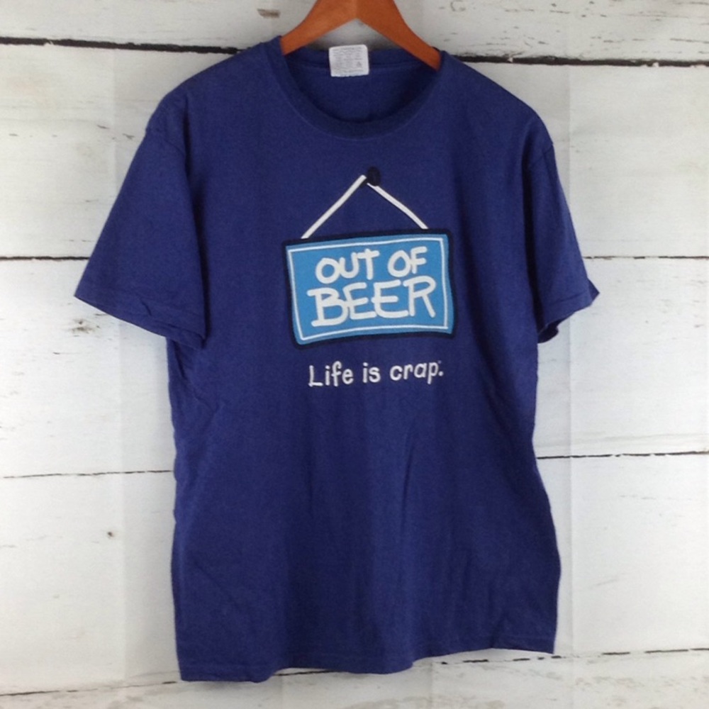 Life is crap Men's Size M blue t-shirt